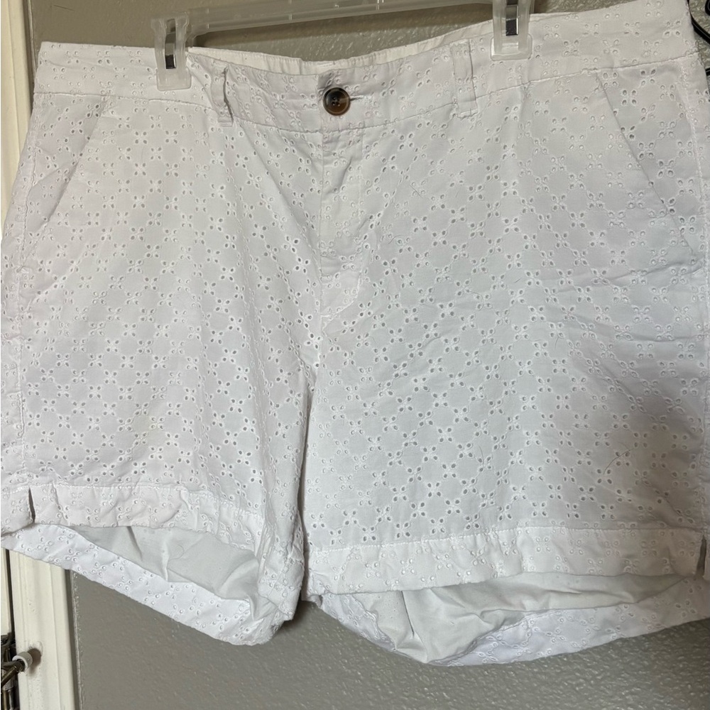 Women's White Eyelet Shorts